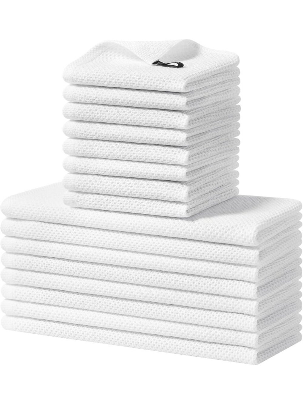 16-Pack 100% Cotton Kitchen Towels & Dishcloths Set - Soft, Absorbent, White